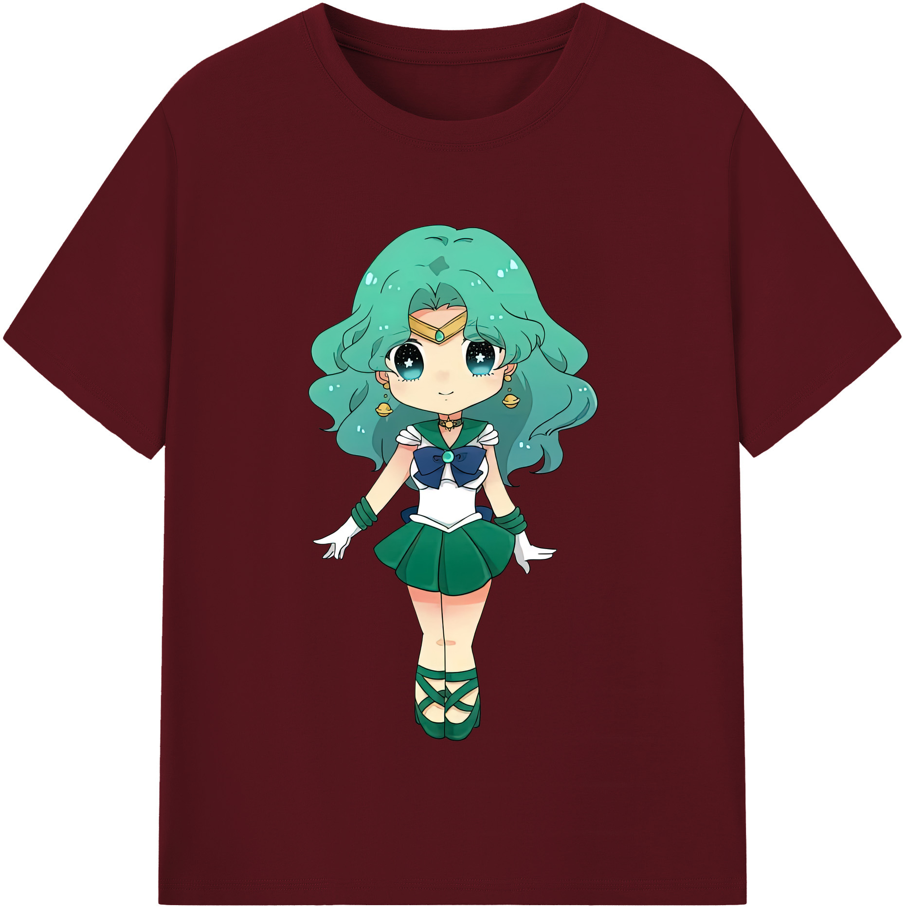 （画像用） 美少女戦士セーラームーン 海王 みちる（かいおう みちる） Sailor Moon Kaiou Michiru 綿100％半袖Tシャツ（フロントプリント）